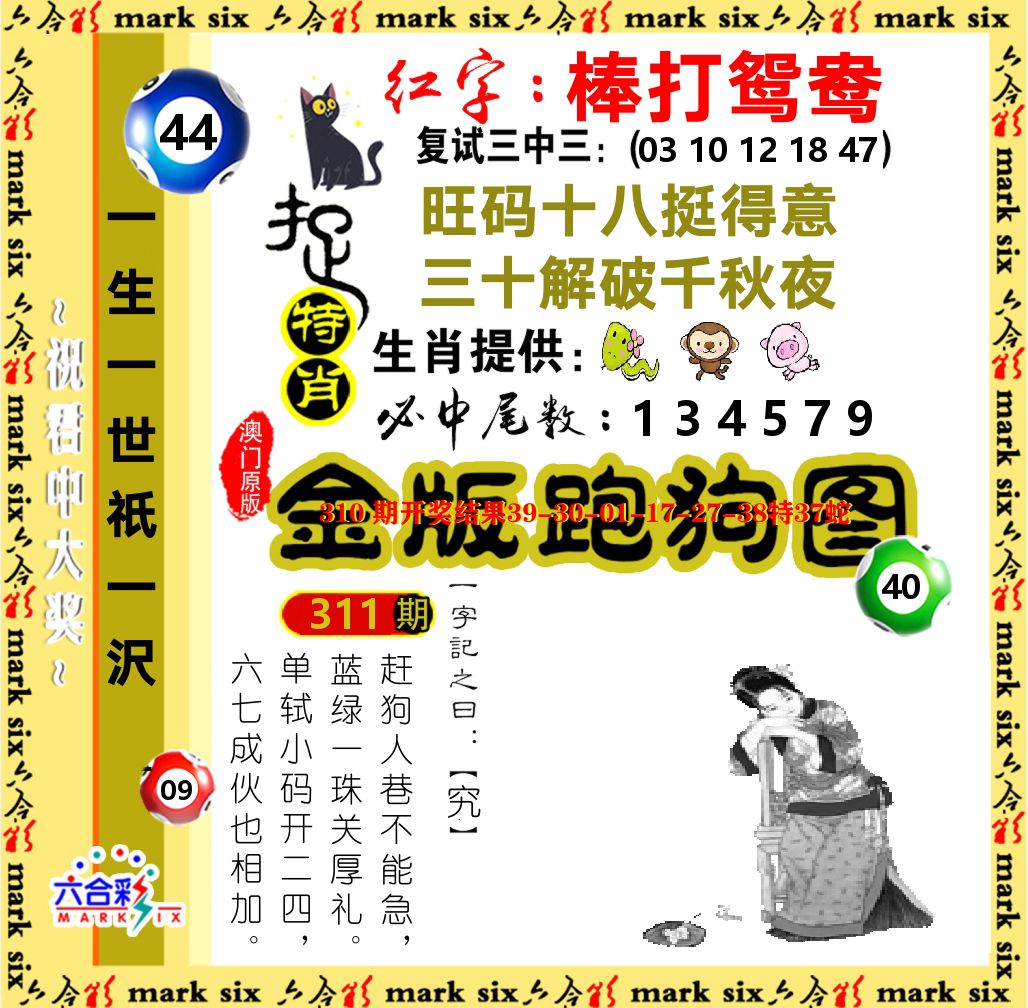 金版跑狗图 第311期