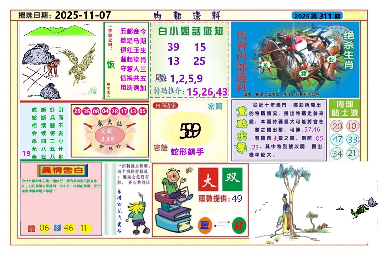 澳门内部透料A 第311期