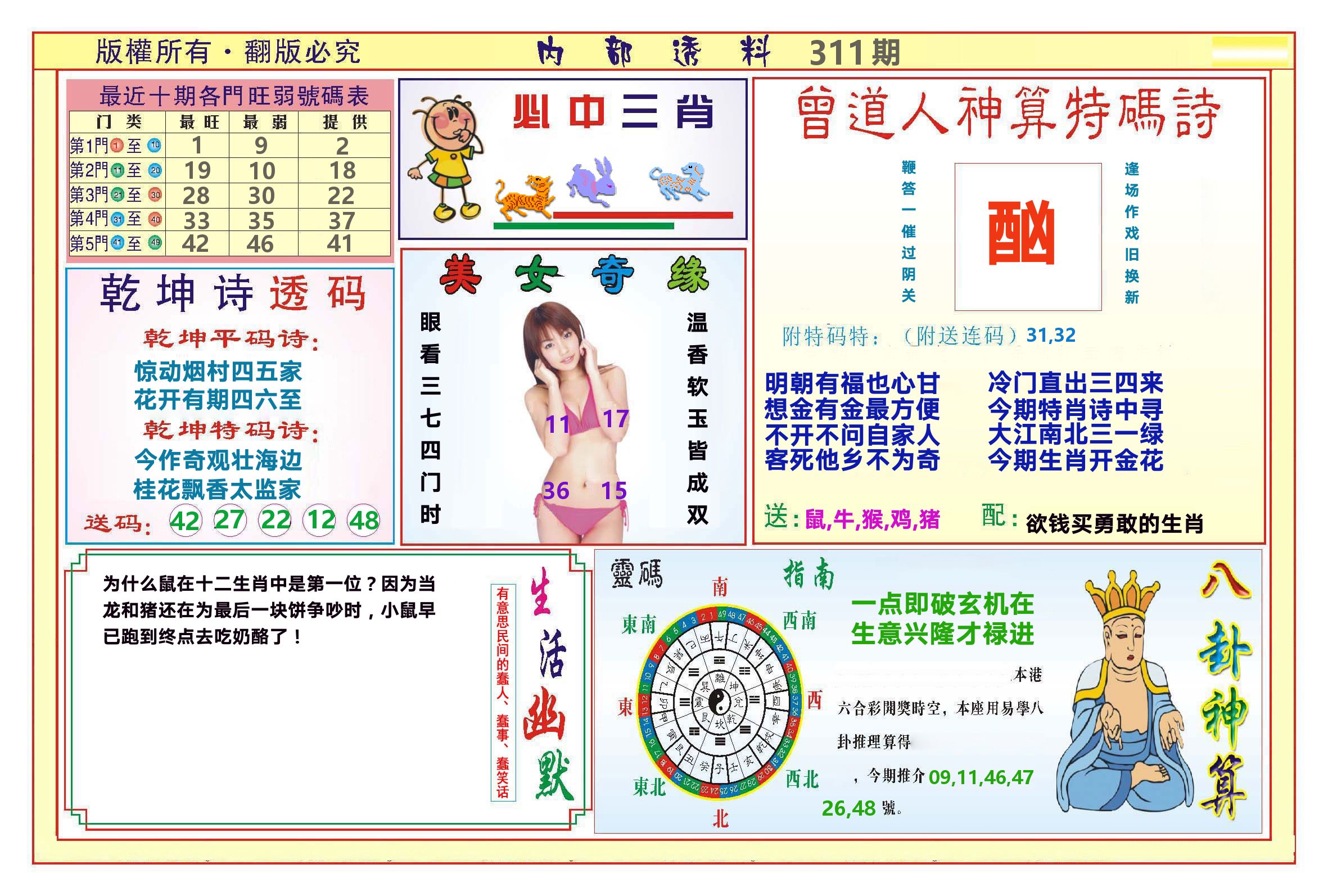 澳门内部透料B 第311期