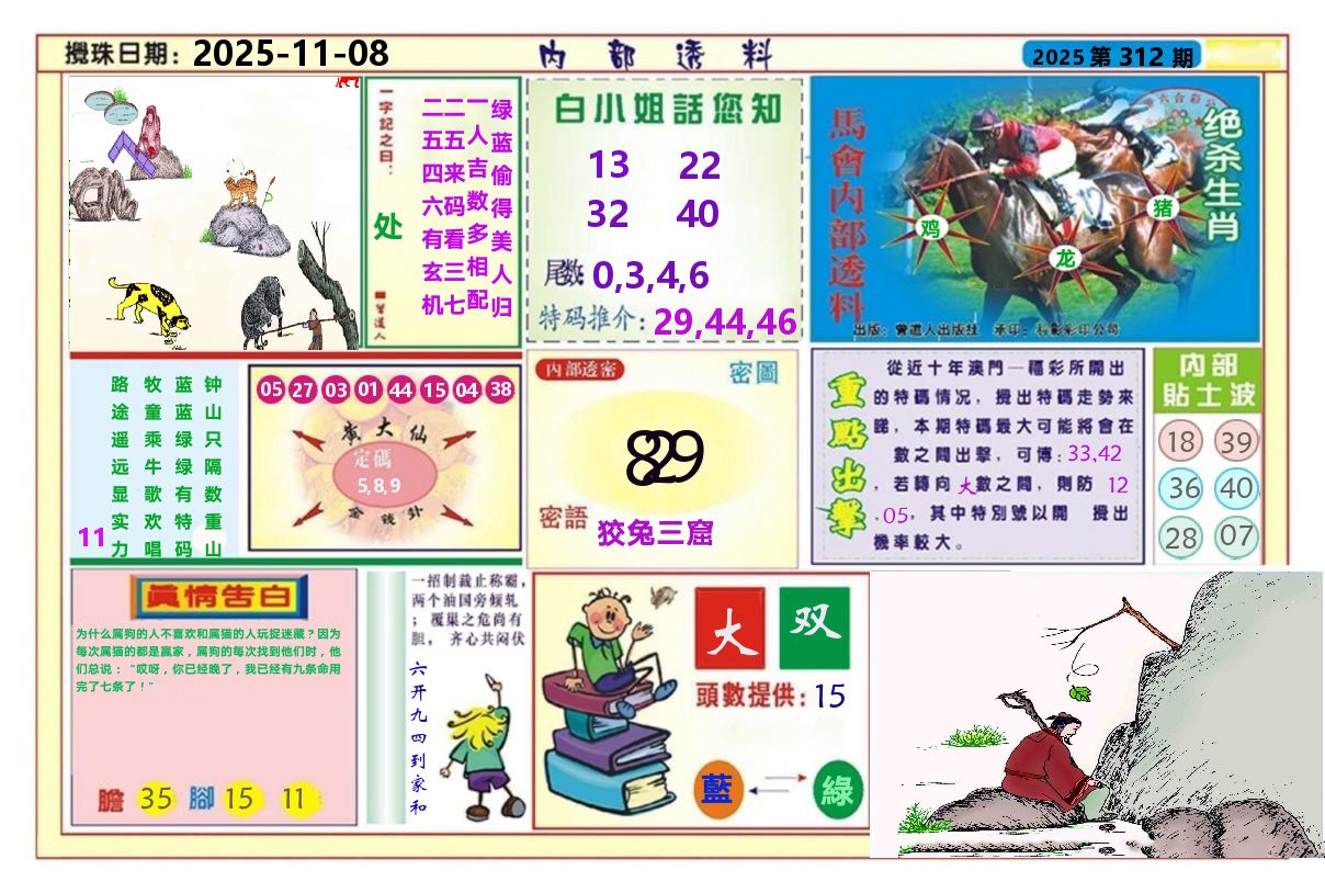 澳门内部透料A 第312期