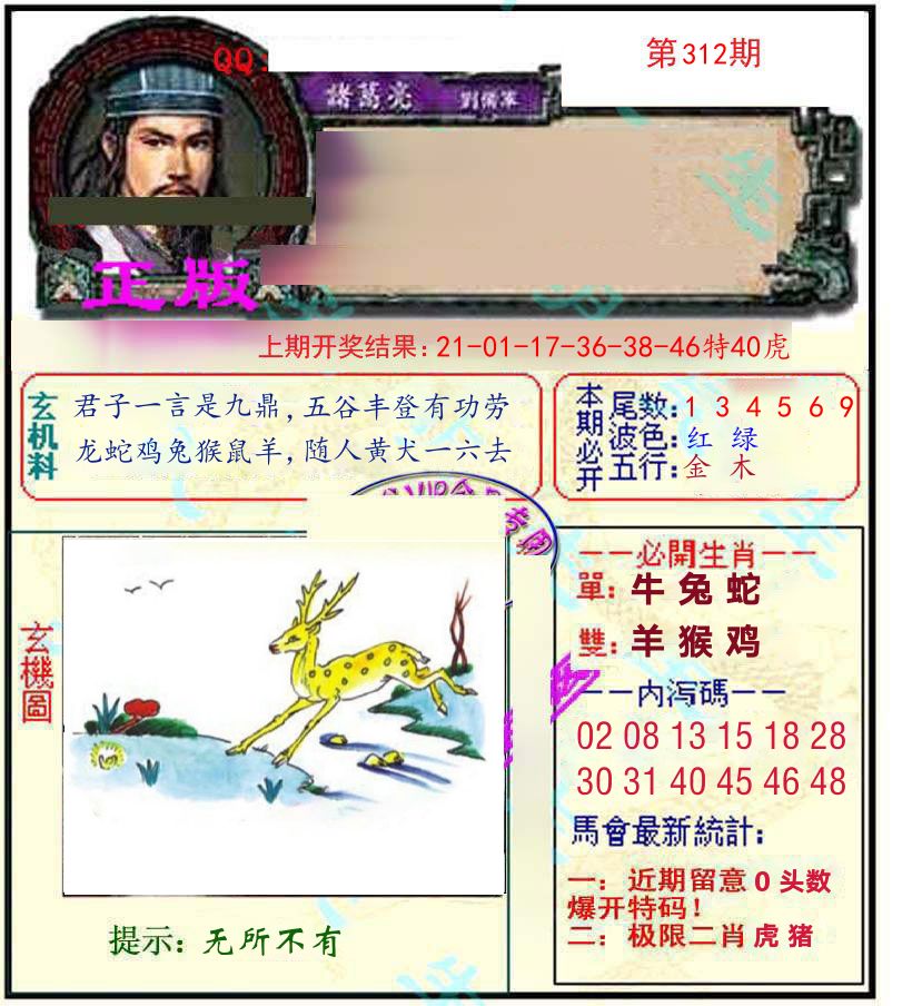 诸葛亮玄机 第312期