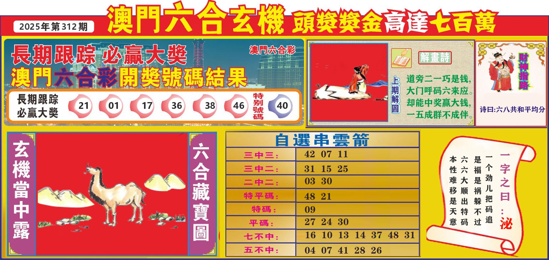 七星彩图C 第312期