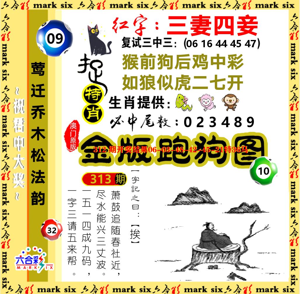 金版跑狗图 第313期