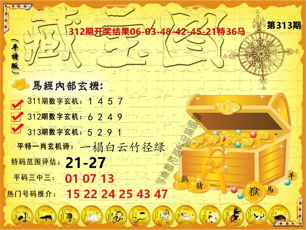 平特藏宝图 第313期