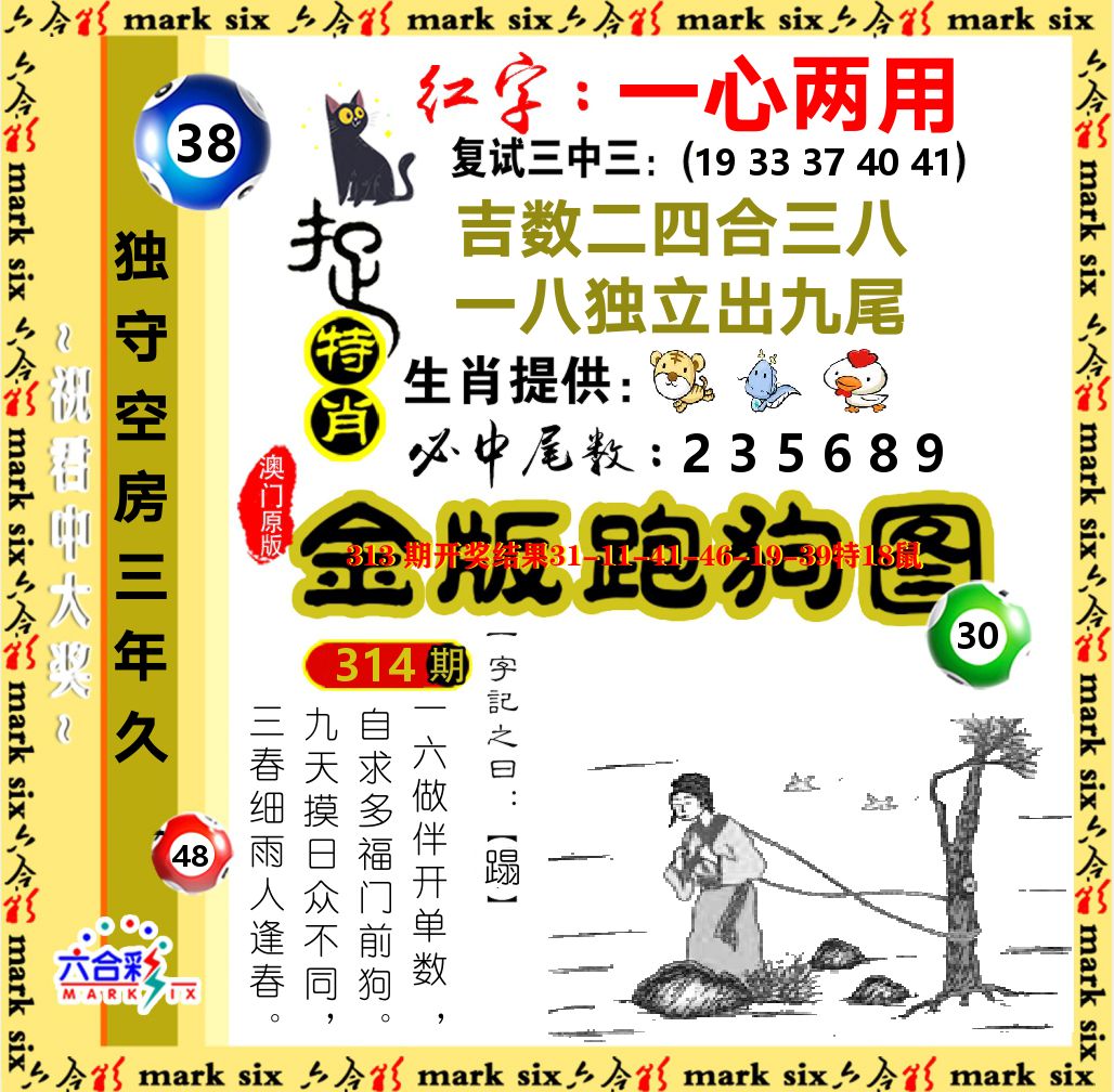 金版跑狗图 第314期