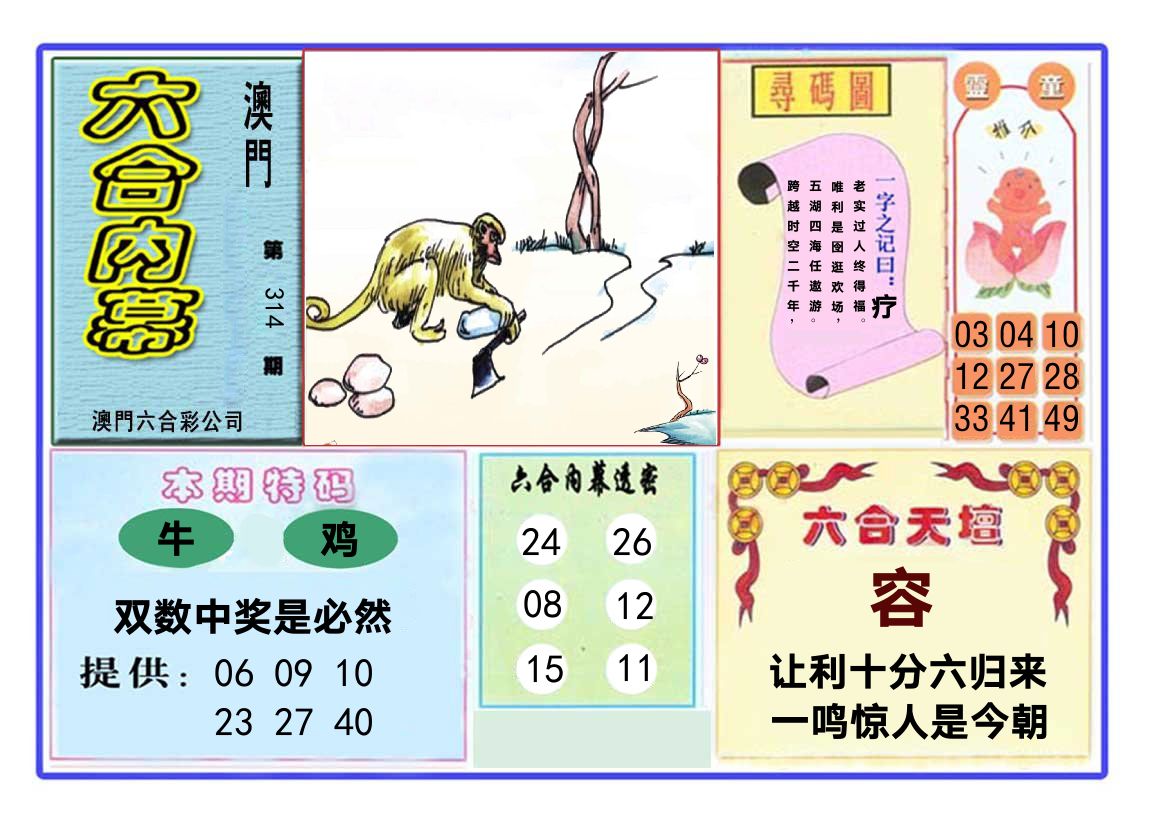 六合内幕 第314期