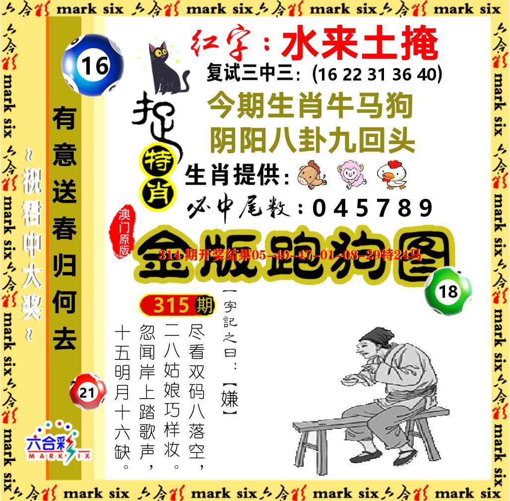 金版跑狗图 第315期