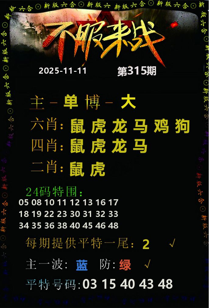 不服来战 第315期