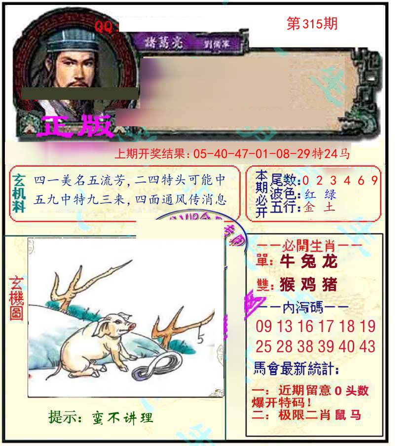 诸葛亮玄机 第315期