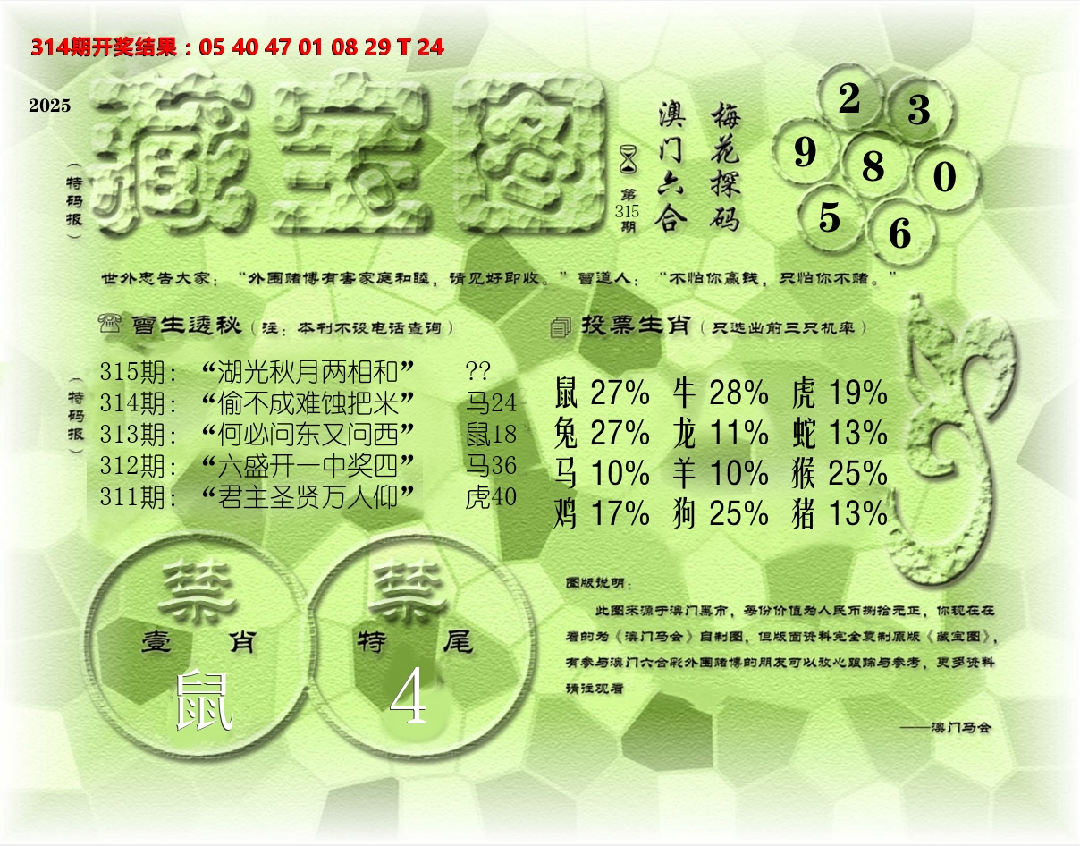 老《藏宝图》 第315期