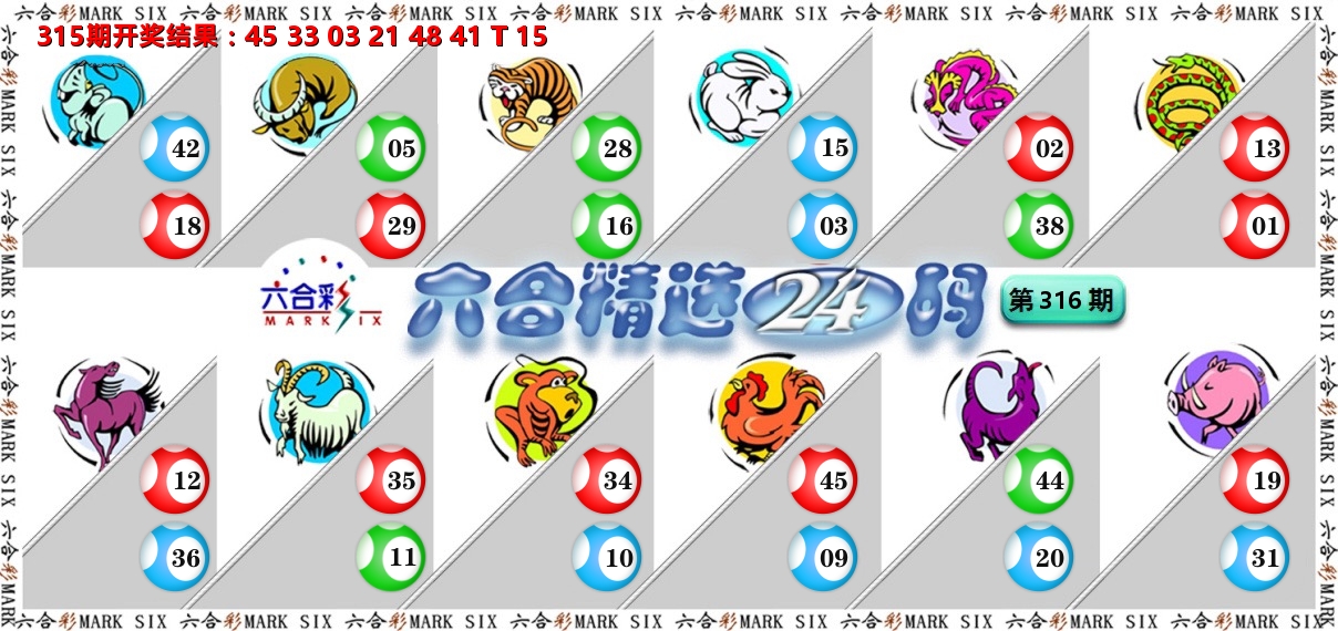 六合精选24码 第316期