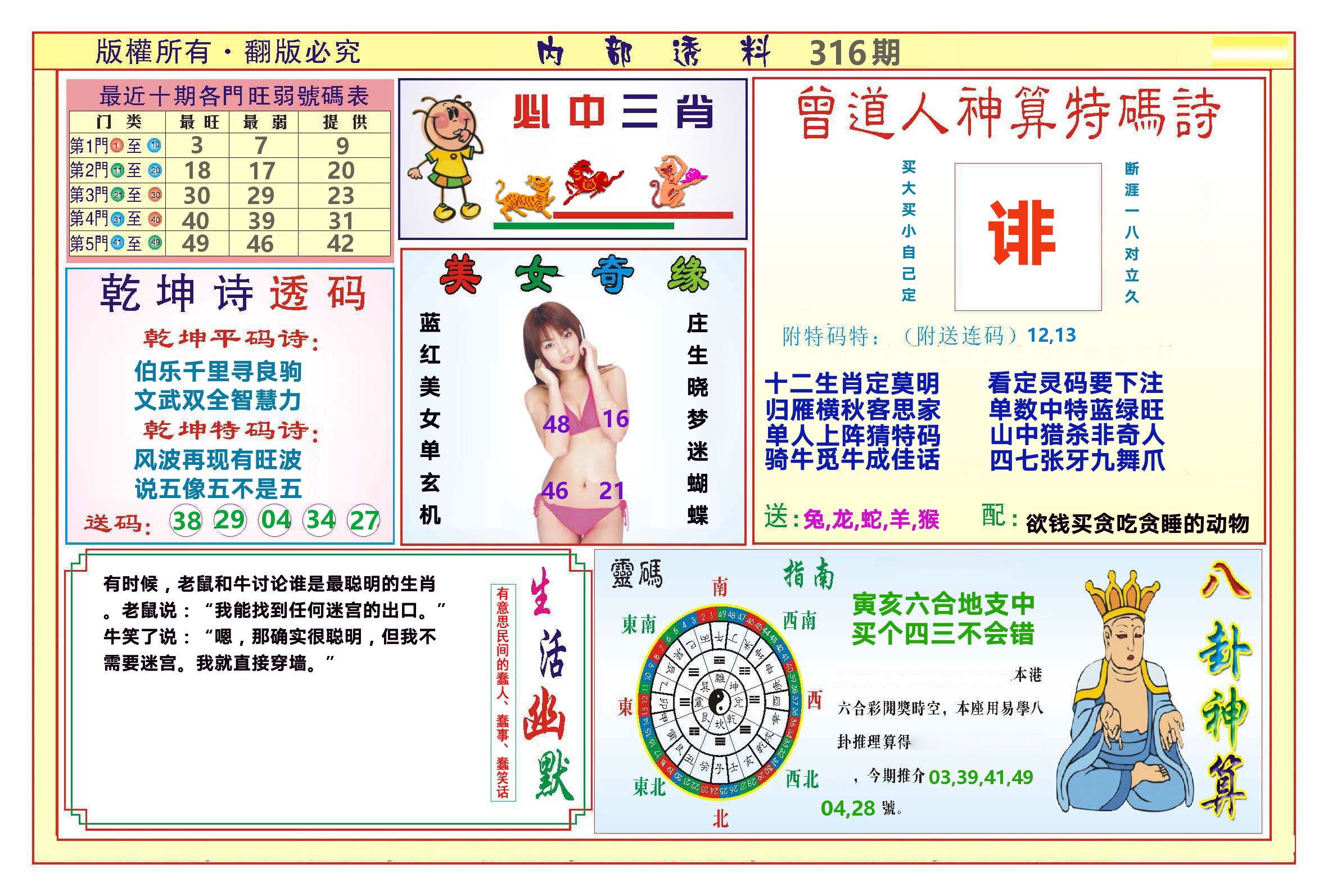 澳门内部透料B 第316期