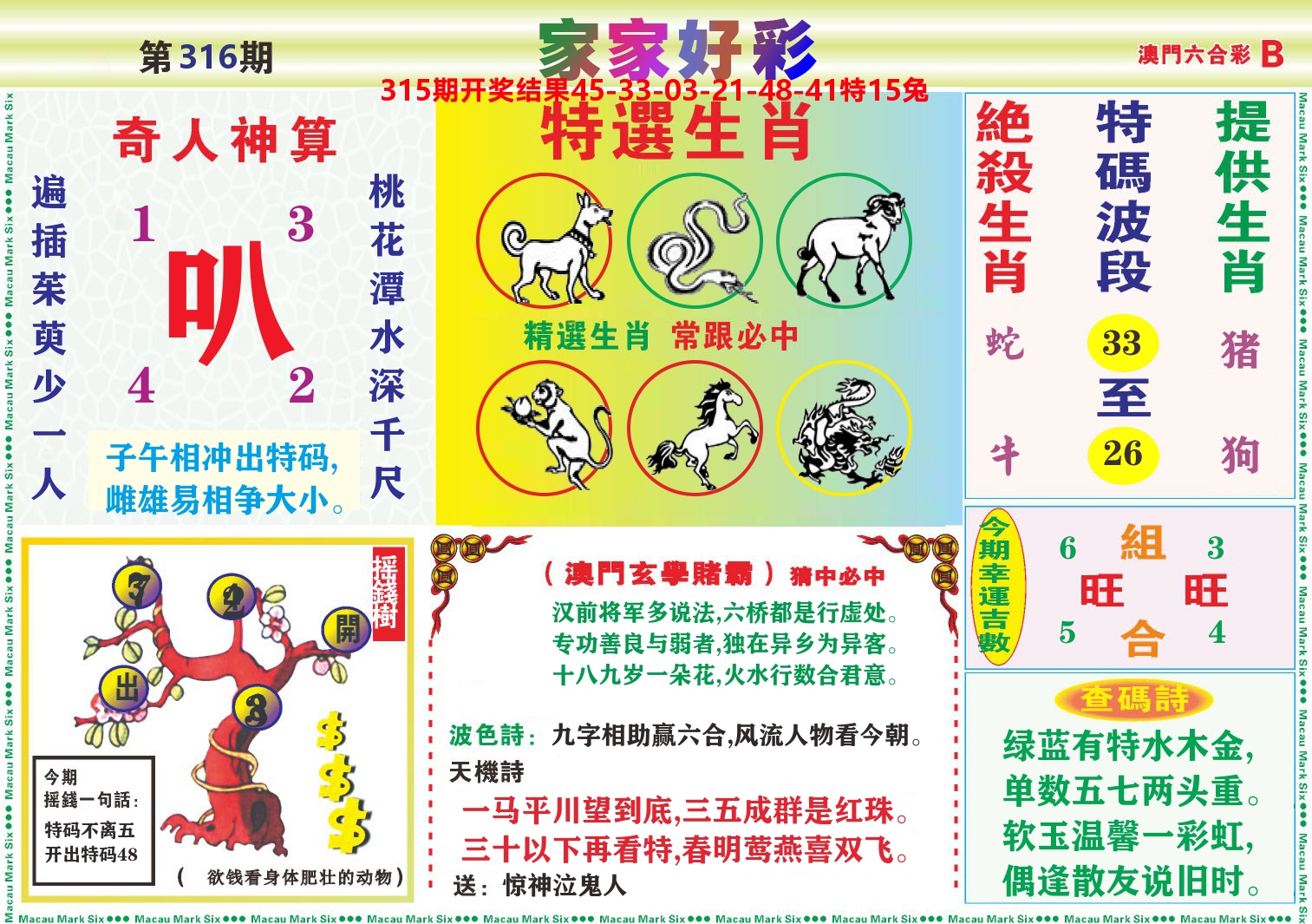 家家好彩B 第316期