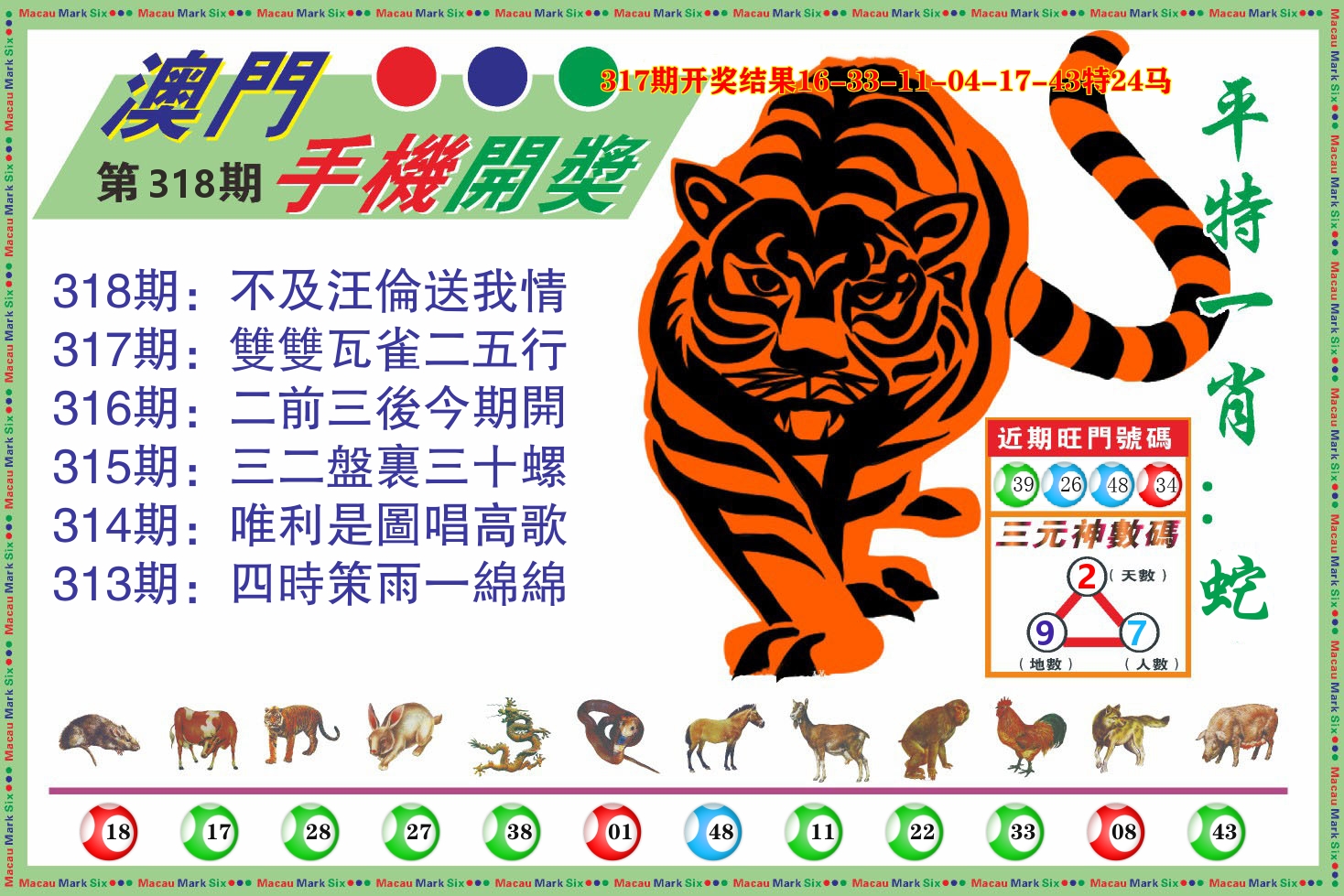 澳门开奖报 第318期