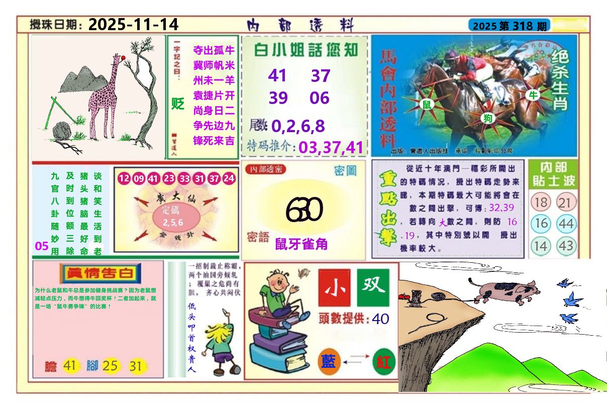 澳门内部透料A 第318期