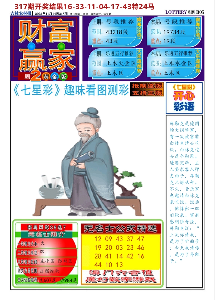 七星彩图A 第318期