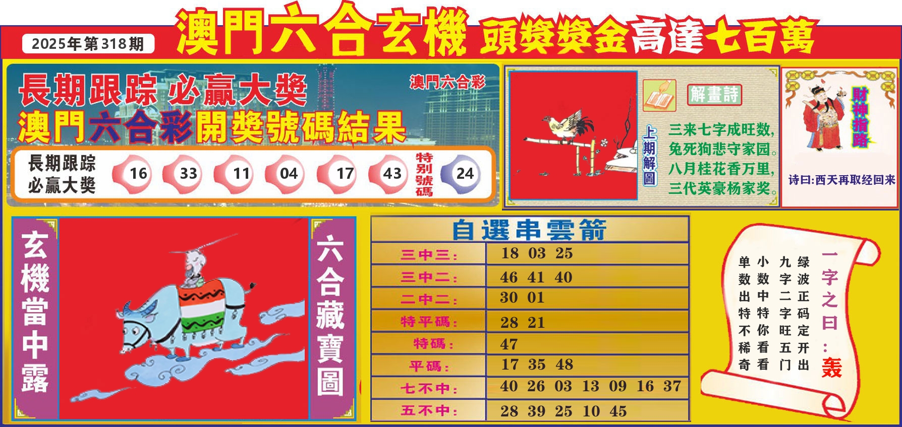七星彩图C 第318期