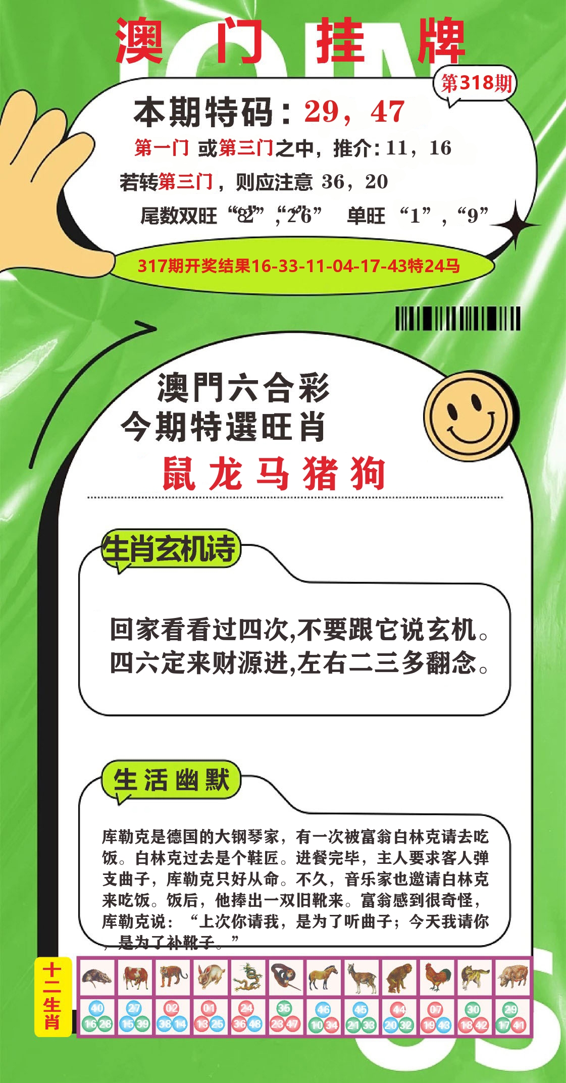 澳门赢天下B 第318期