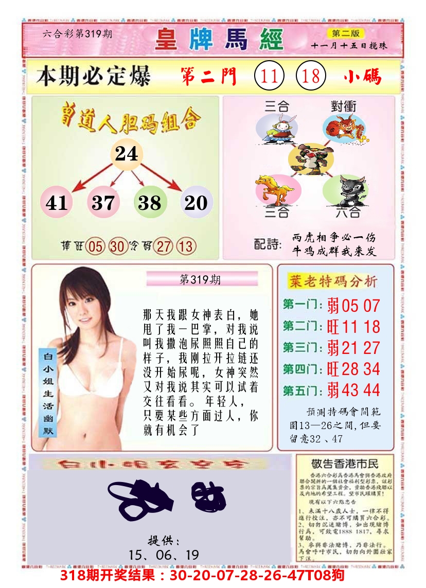 澳门皇牌马经B 第319期