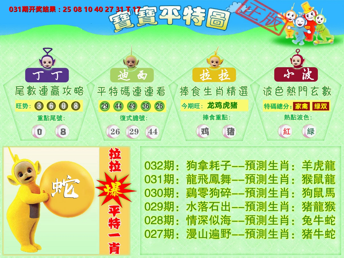 天线宝宝平特图 第32期