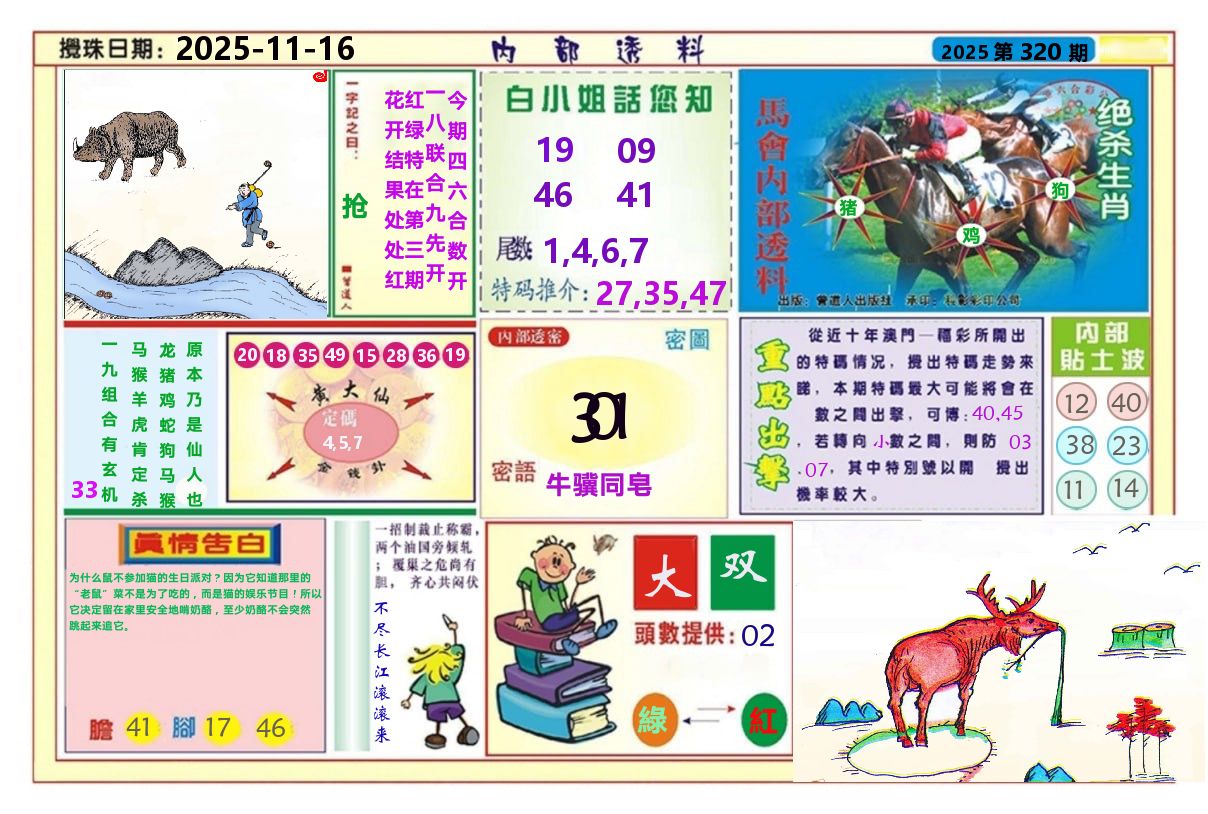 澳门内部透料A 第320期