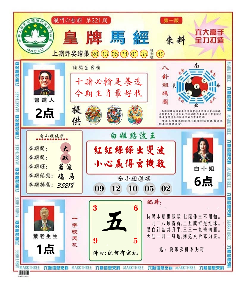澳门皇牌马经 第321期
