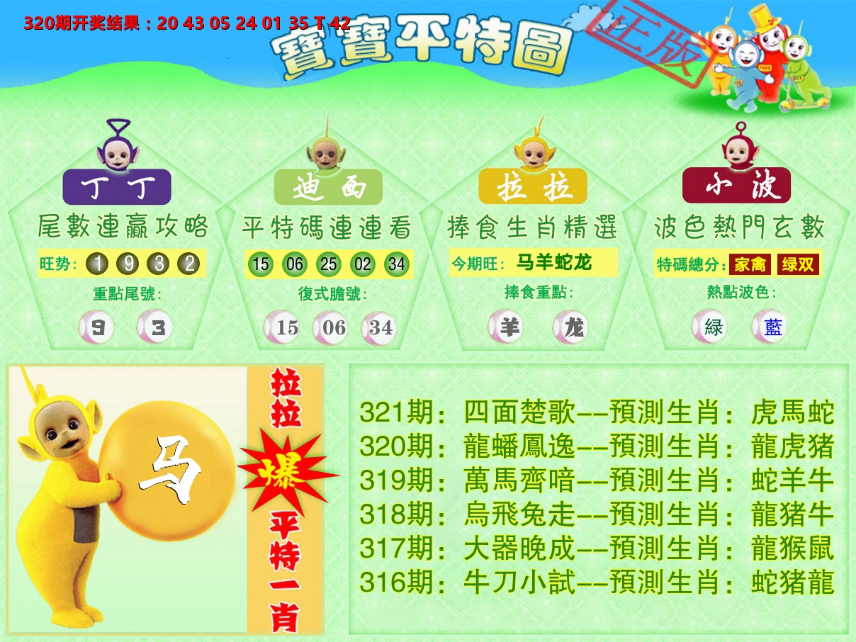 天线宝宝平特图 第321期
