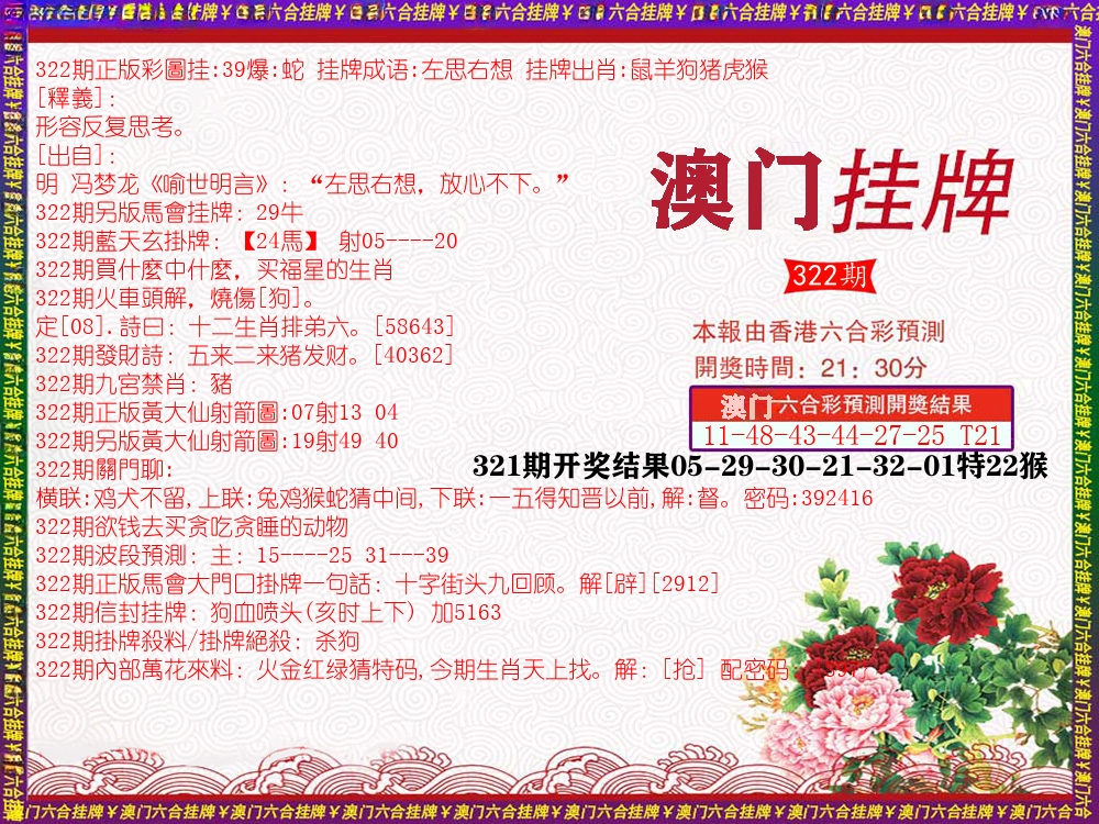 澳门挂牌 第322期