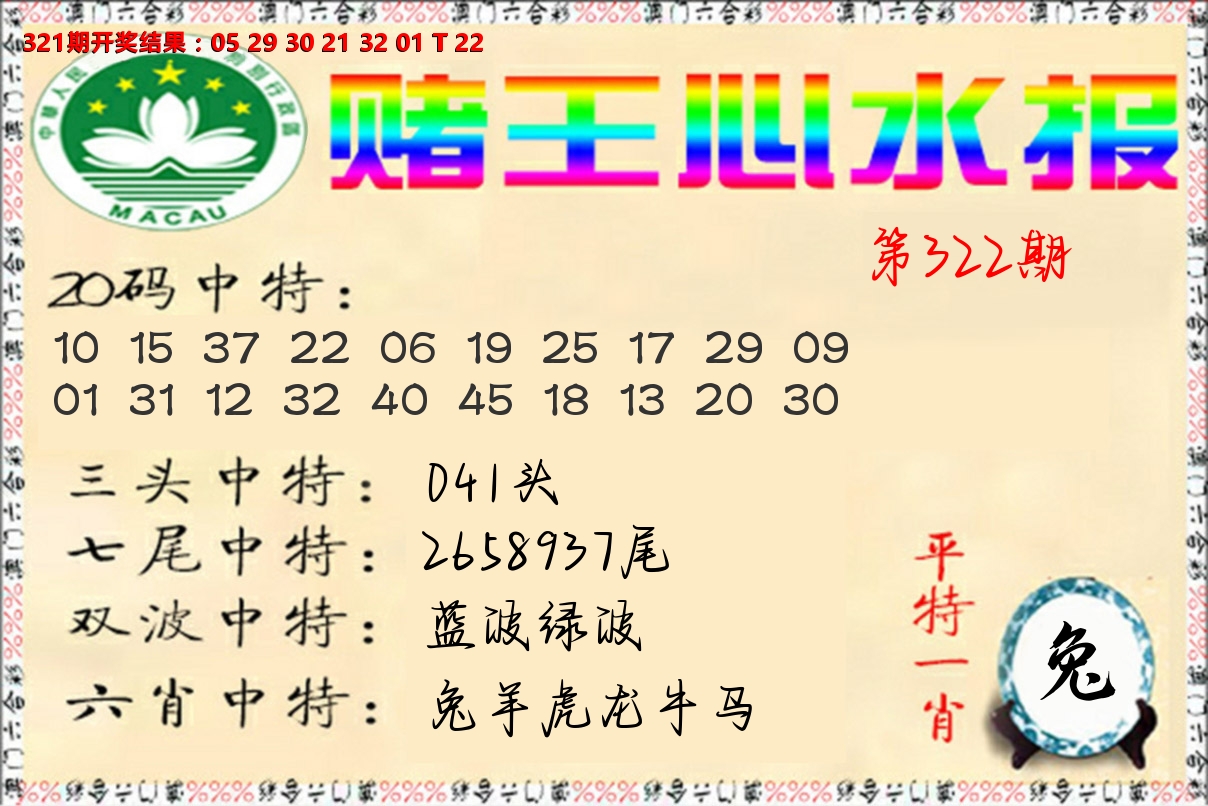赌王心水报 第322期