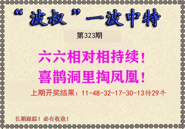 波叔中特 第323期