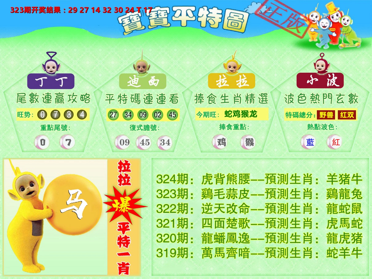 天线宝宝平特图 第324期