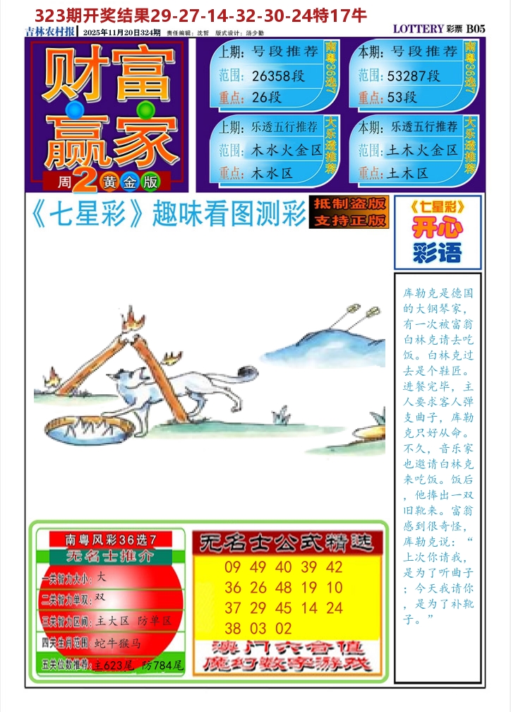 七星彩图A 第324期