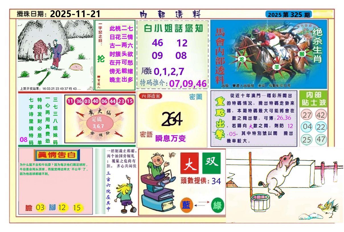 澳门内部透料A 第325期