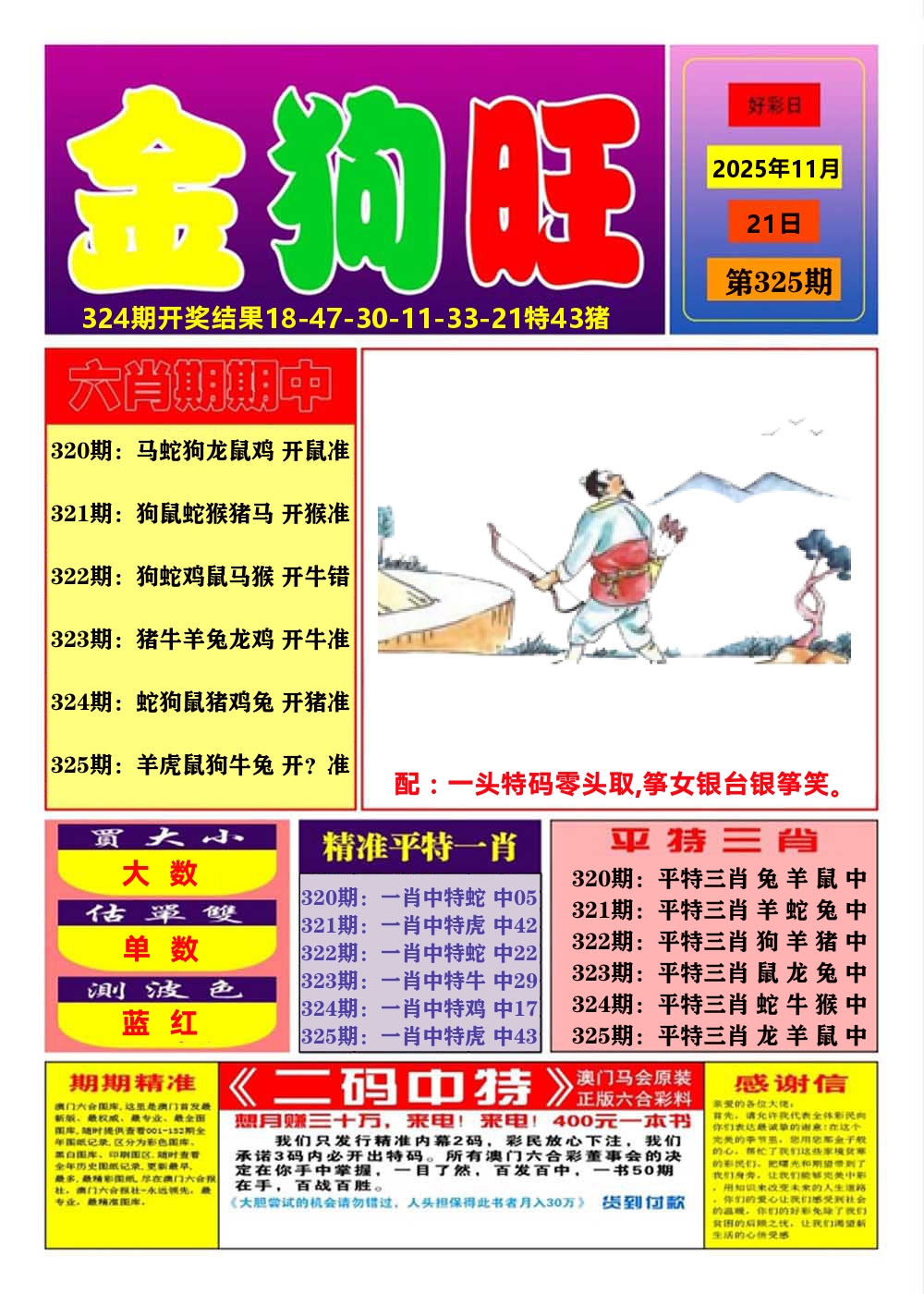 澳门金狗旺A 第325期
