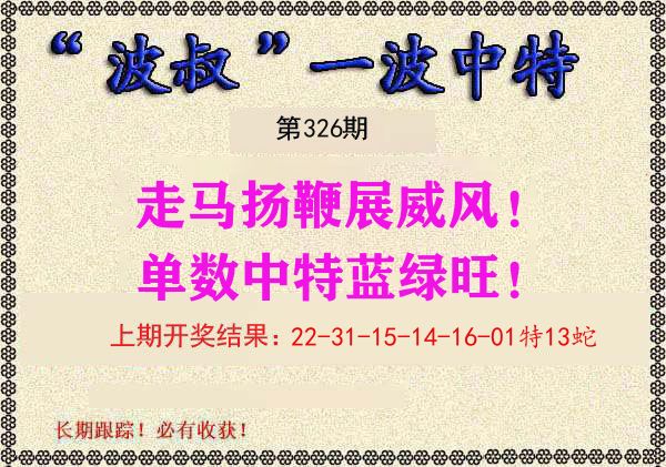 波叔中特 第326期