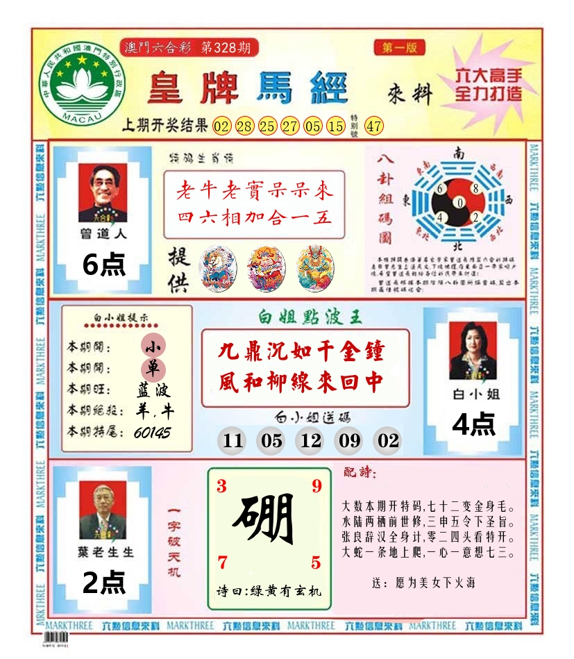 澳门皇牌马经 第328期