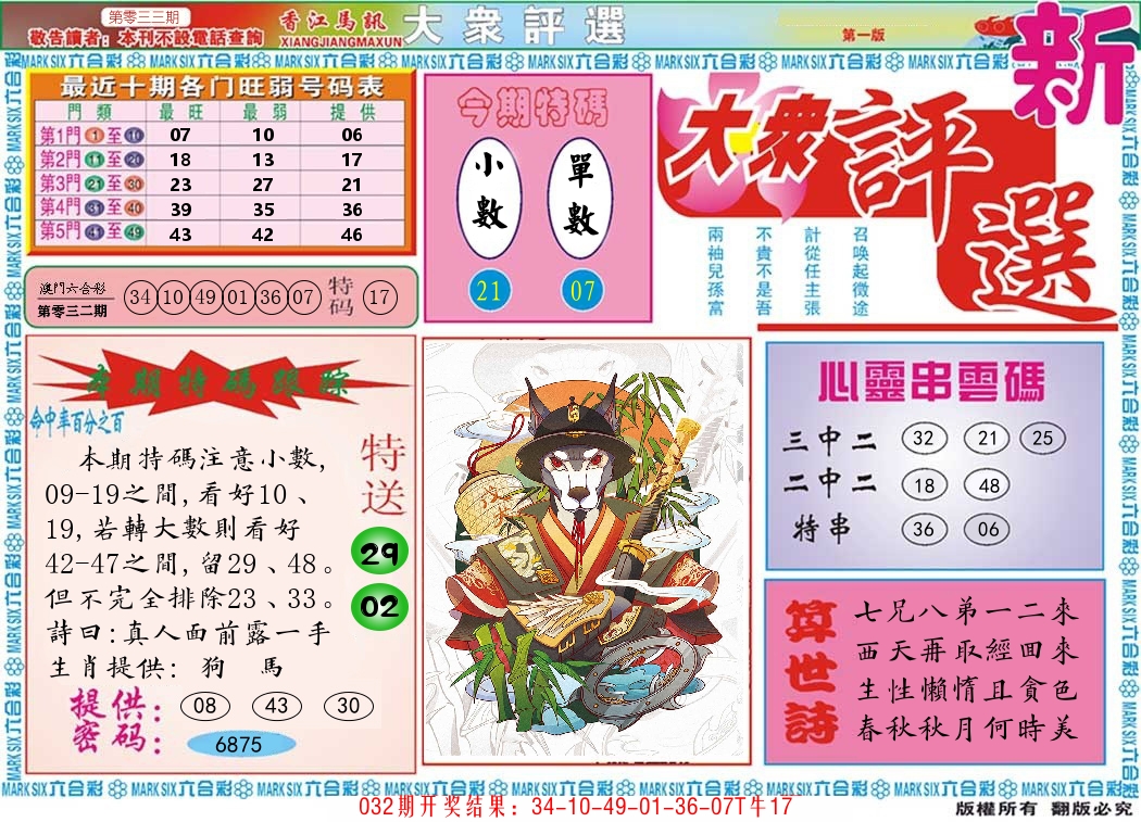 澳门大众评选 第33期