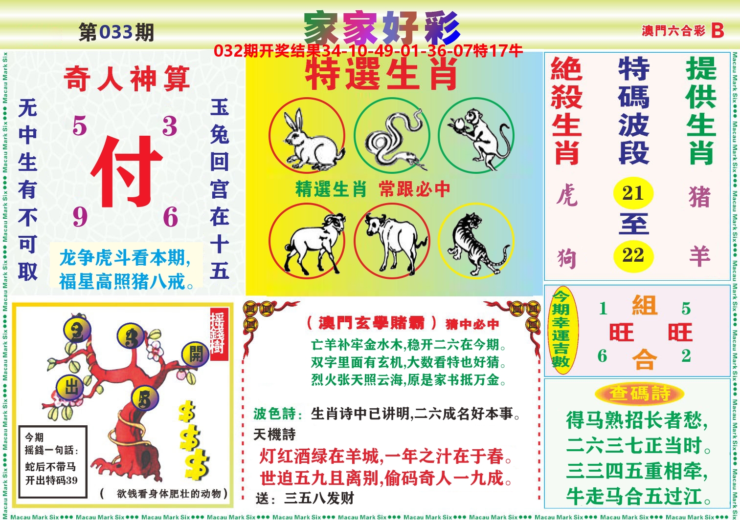 家家好彩B 第33期