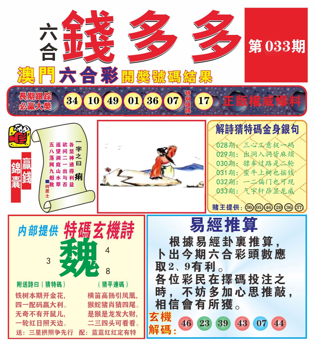 澳门钱多多B 第33期