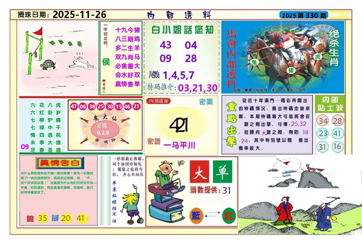 澳门内部透料A 第330期