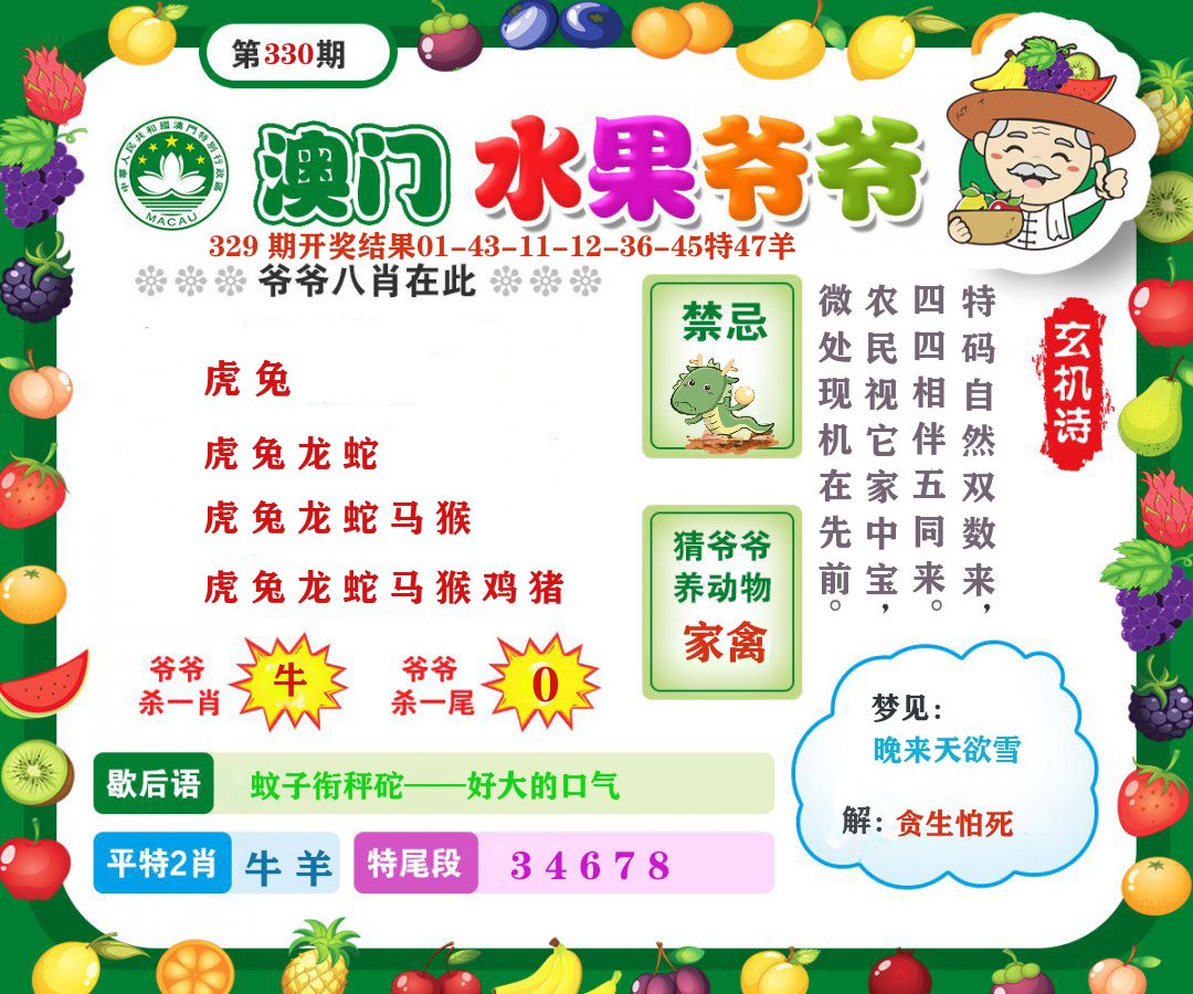 澳门水果爷爷 第330期