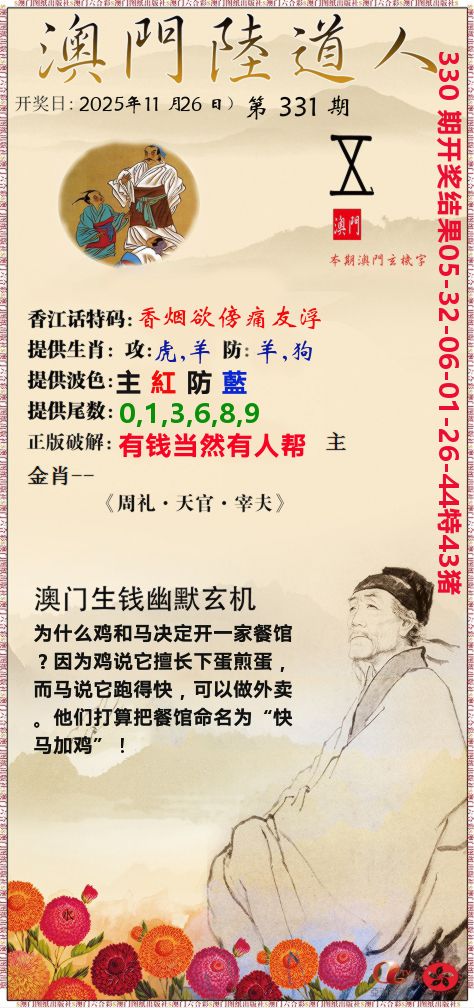 澳门陆道人 第331期