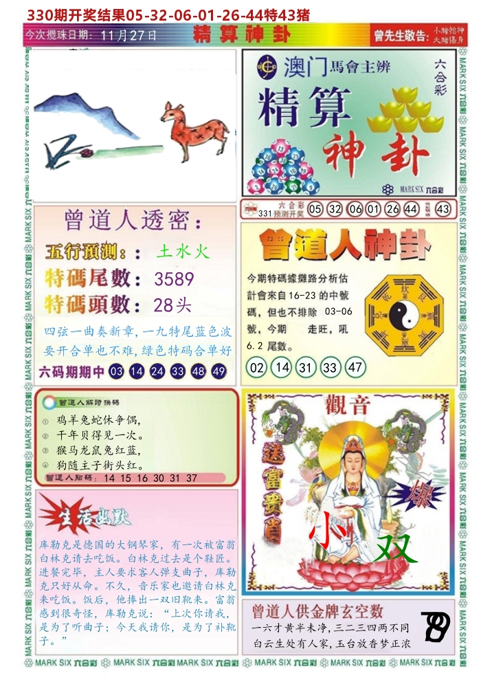 澳门精算神卦 第331期