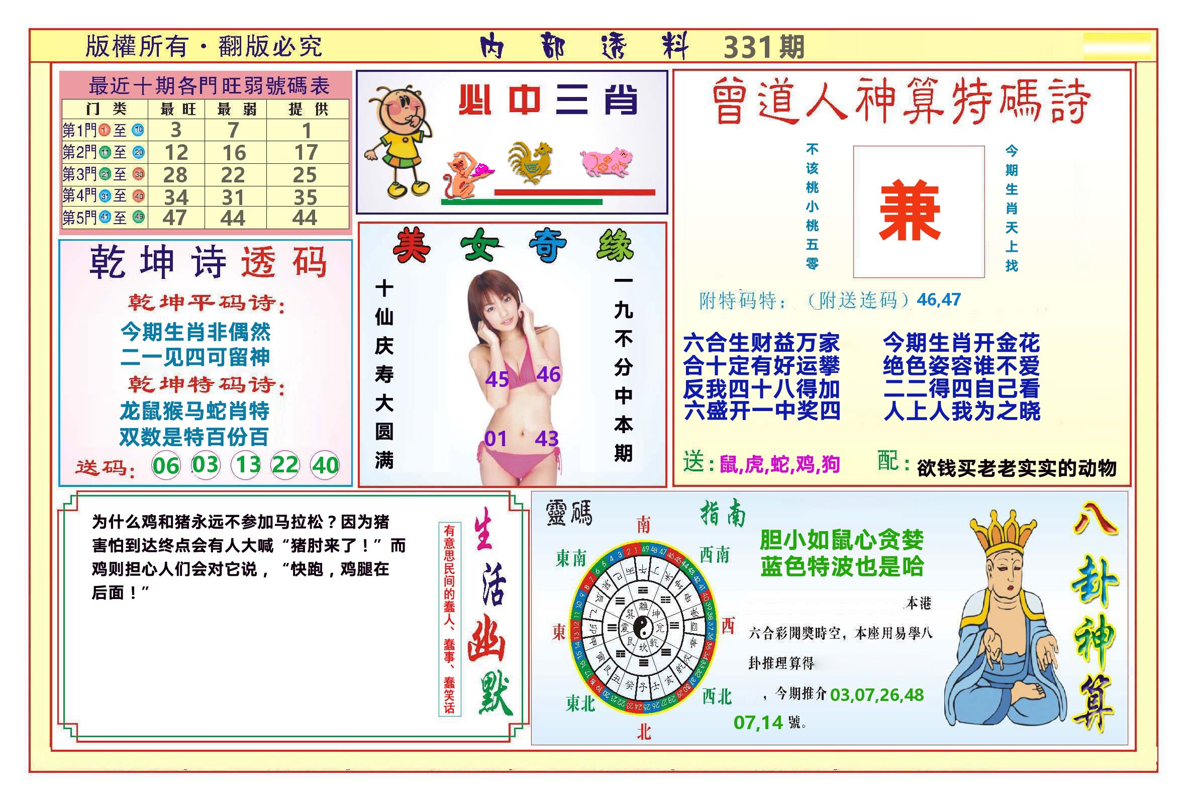 澳门内部透料B 第331期