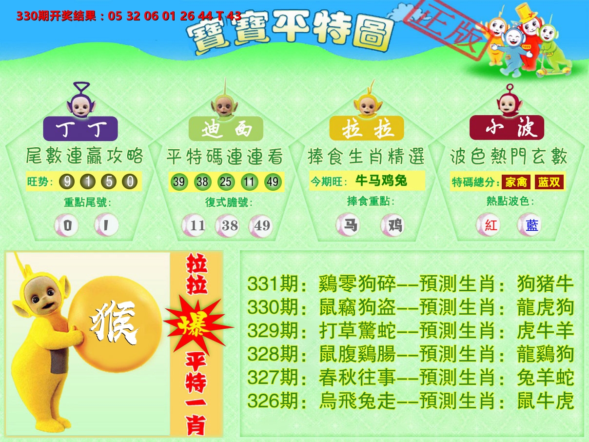 天线宝宝平特图 第331期