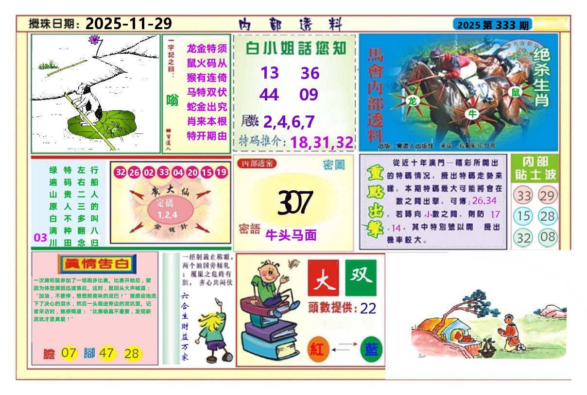澳门内部透料A 第333期