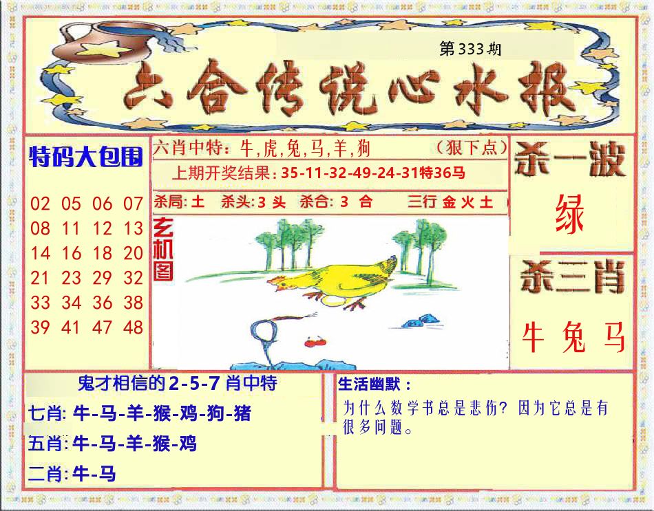 六合传说心水报 第333期