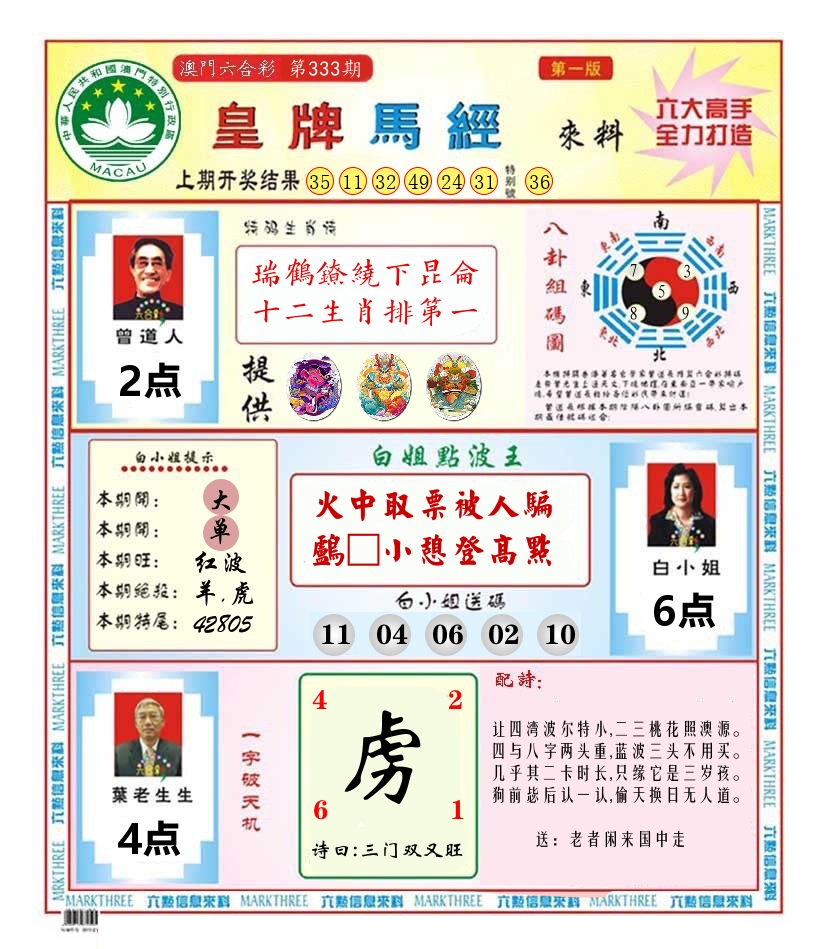 澳门皇牌马经 第333期