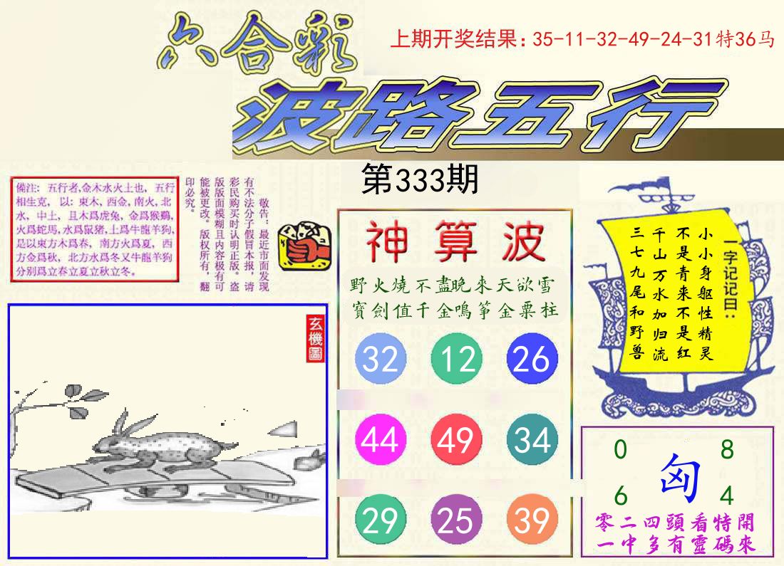 波路五行 第333期