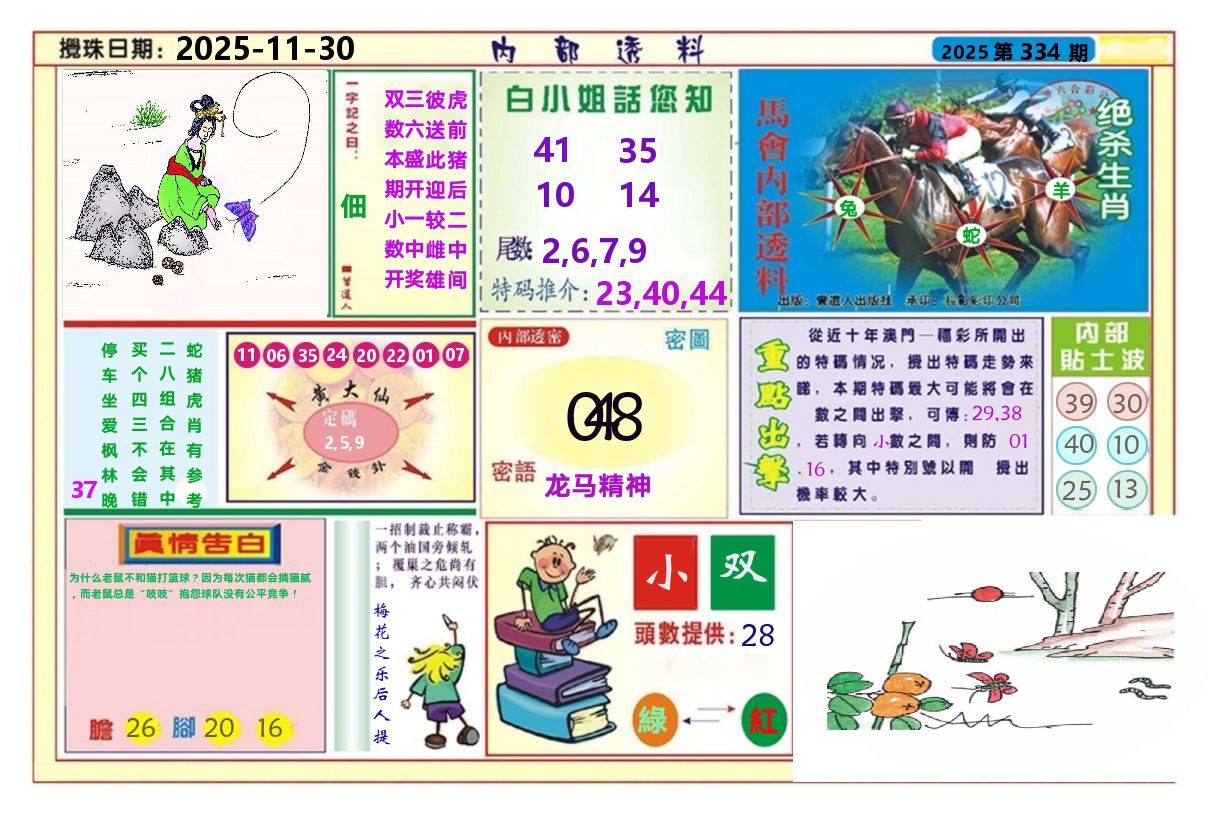 澳门内部透料A 第334期